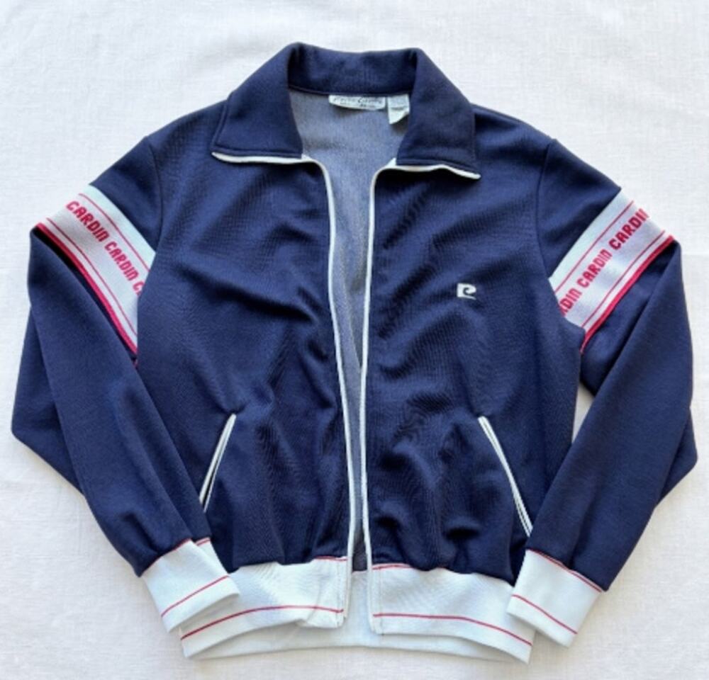 Vintage Pierre Cardin Track Jacket Navy White Red Stripe Unisex Medium